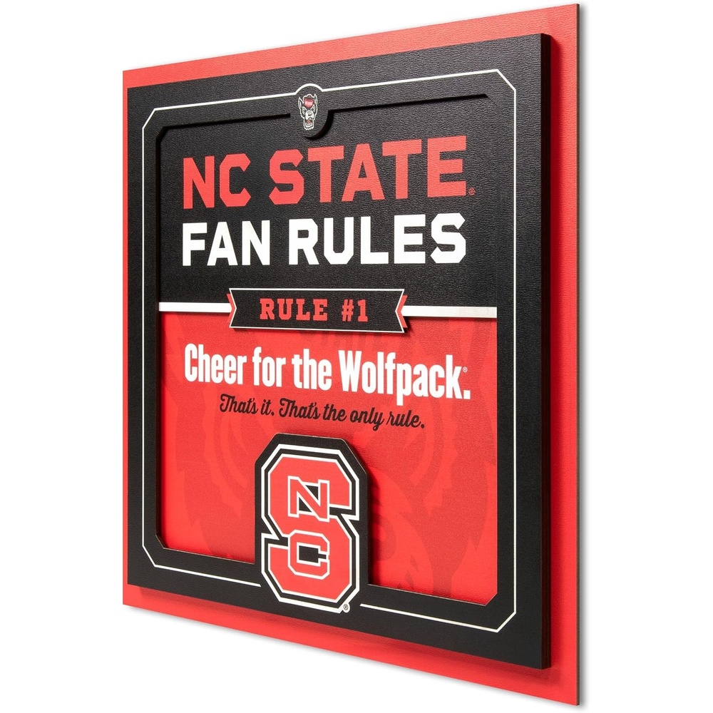 image:imageYouTheFan Officiallylicensed NCAA Tide Fan Rules Wall Art multiple layers humorous team artwork sports fan motto showcases funny rules indoor decorNC State Wolfpack