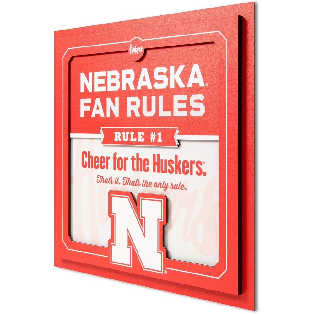 image:imageYouTheFan Officiallylicensed NCAA Tide Fan Rules Wall Art multiple layers humorous team artwork sports fan motto showcases funny rules indoor decorNebraska Cornhuskers