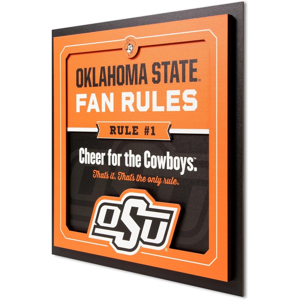 image:imageYouTheFan Officiallylicensed NCAA Tide Fan Rules Wall Art multiple layers humorous team artwork sports fan motto showcases funny rules indoor decorOklahoma State Cowboys
