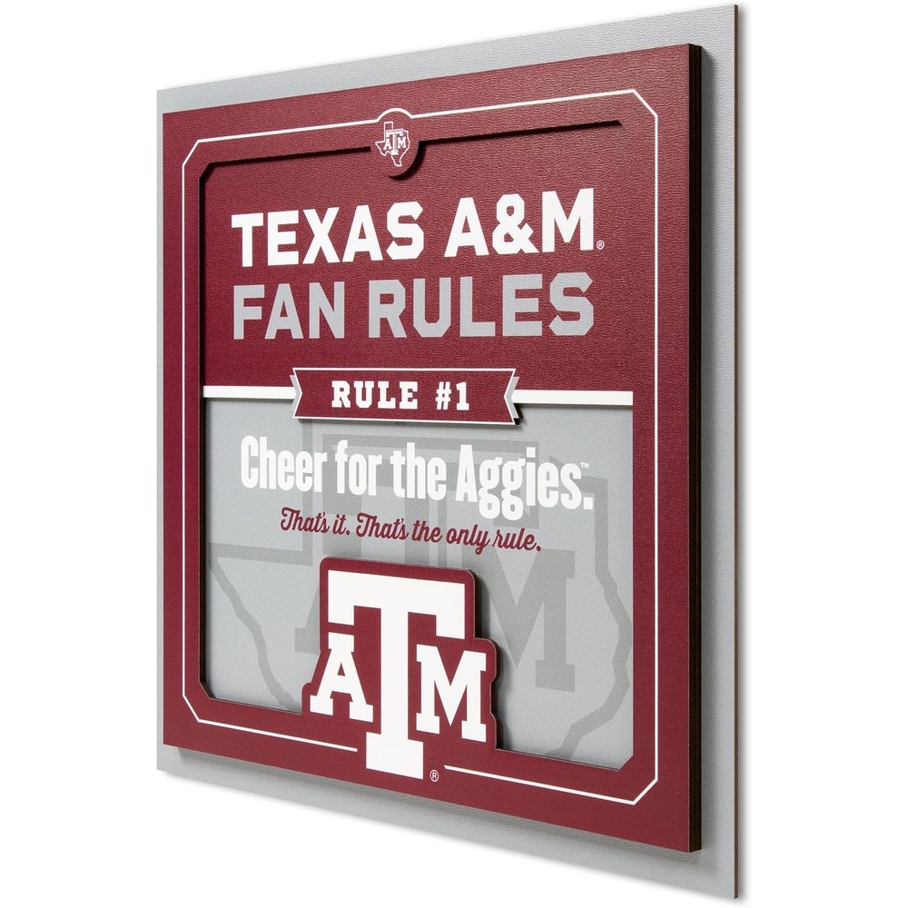 image:imageYouTheFan Officiallylicensed NCAA Tide Fan Rules Wall Art multiple layers humorous team artwork sports fan motto showcases funny rules indoor decorTexas AM Aggies