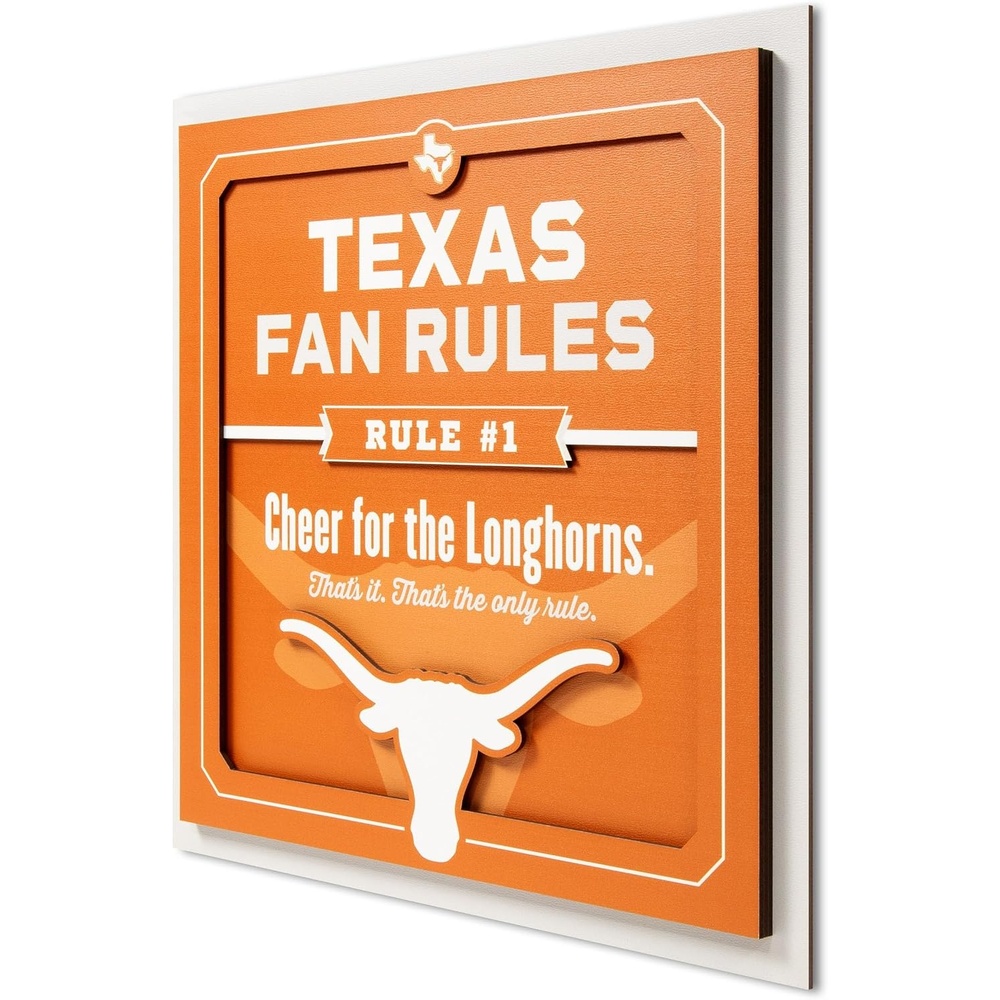 image:imageYouTheFan Officiallylicensed NCAA Tide Fan Rules Wall Art multiple layers humorous team artwork sports fan motto showcases funny rules indoor decorTexas Longhorns