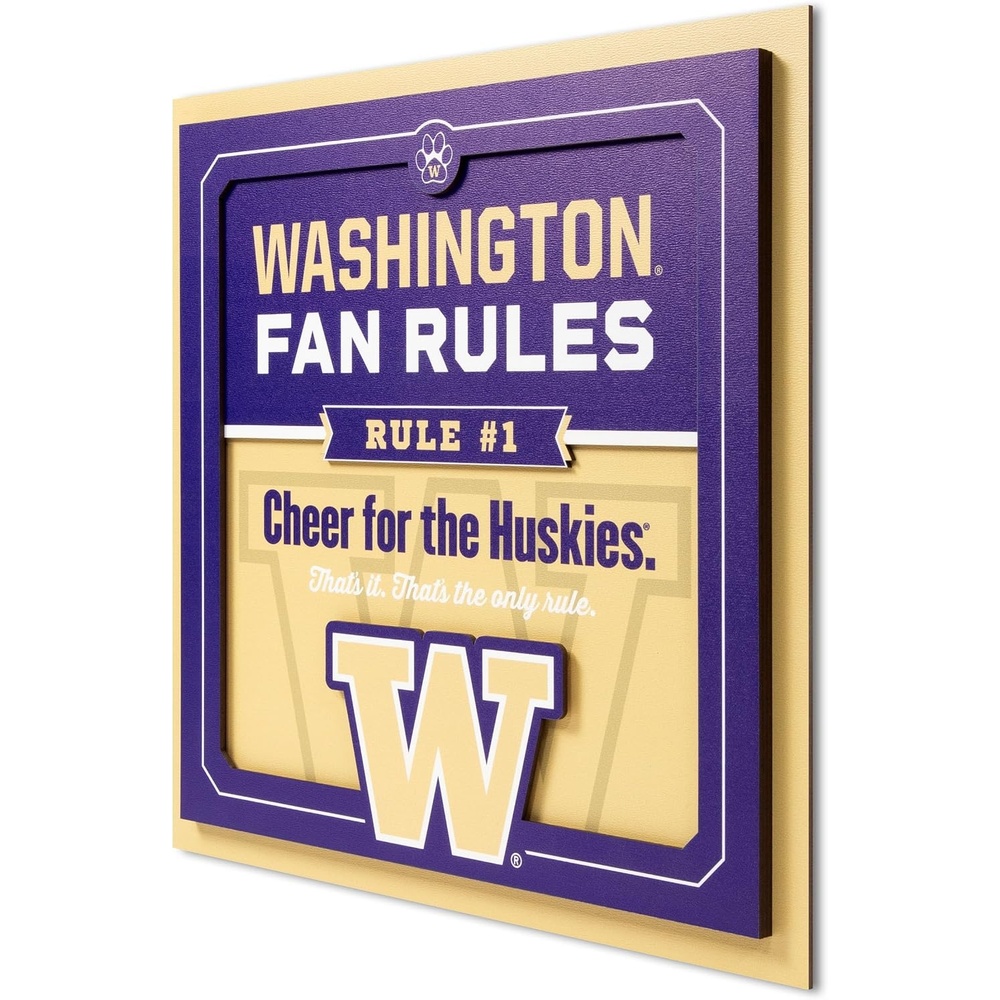 image:imageYouTheFan Officiallylicensed NCAA Tide Fan Rules Wall Art multiple layers humorous team artwork sports fan motto showcases funny rules indoor decorWashington Huskies