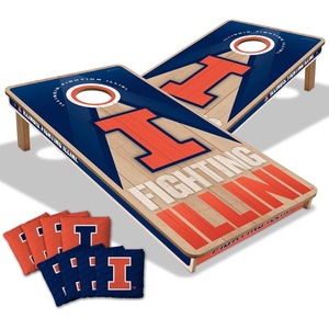 image:imageYouTheFan NCAA 2 x 4 Slogan Series Professional Wood Cornhole Game with Logo BagsIllinois Fighting Illini