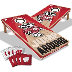 image:imageYouTheFan NCAA 2 x 4 Slogan Series Professional Wood Cornhole Game with Logo BagsWisconsin Badgers