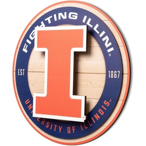 image:imageYouTheFan NCAA 3D Circle Backer Wall Art precisioncrafted multiple layers create striking depth readytohang officially licensed and visually stands outIllinois Fighting illini