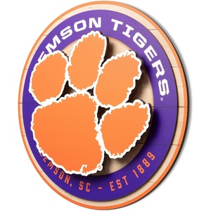 image:imageYouTheFan NCAA 3D Circle Backer Wall Art precisioncrafted multiple layers create striking depth readytohang officially licensed and visually stands outClemson Tigers