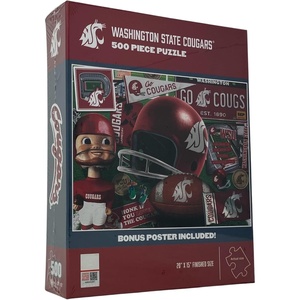 image:imageYouTheFan NCAA Washington State Cougars Retro Series 500pc Puzzle with Bonus Poster Team Colors 15 x 20
