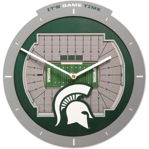 image:imageYouTheFan NCAA West Virginia Mountaineers 3D StadiumView ClockMichigan State Spartans