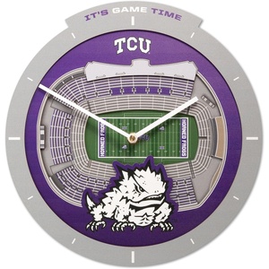 image:imageYouTheFan NCAA West Virginia Mountaineers 3D StadiumView ClockTcu Horned Frogs