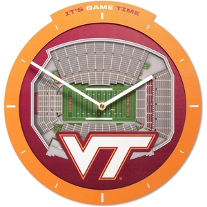 image:imageYouTheFan NCAA West Virginia Mountaineers 3D StadiumView ClockVirginia Tech Hokies
