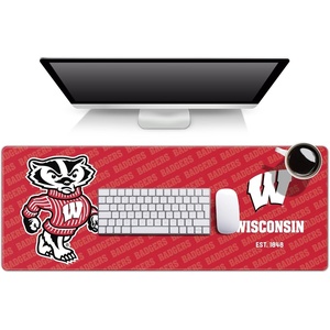 image:imageYouTheFan NCAA Wisconsin Badgers OfficiallyLicensed Logo Series Desk Pad SMU  Water and Stain Resistant HeavyDuty NonSlip Rubber Backing  Computer and Keyboard