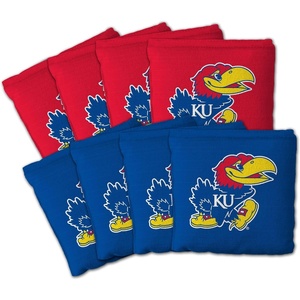 image:imageYouTheFan OfficiallyLicensed NCAA Set of 8 Cornhole Bags  All Weather Dual Sided Slide amp Stop  Regulation Size with Carry caseKansas Jayhawks
