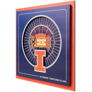 image:imageYouTheFan Officiallylicensed NCAA Stadium Series 3D Wall Art  multilayer team stadium replica detailed sports fan gift indoor decorIllinois Fighting Illini