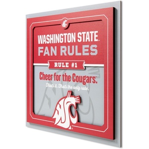 image:imageYouTheFan Officiallylicensed NCAA Tide Fan Rules Wall Art multiple layers humorous team artwork sports fan motto showcases funny rules indoor decorWashington State Cougars