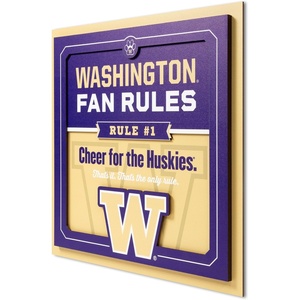 image:imageYouTheFan Officiallylicensed NCAA Tide Fan Rules Wall Art multiple layers humorous team artwork sports fan motto showcases funny rules indoor decorWashington Huskies