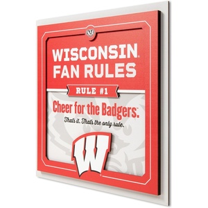image:imageYouTheFan Officiallylicensed NCAA Tide Fan Rules Wall Art multiple layers humorous team artwork sports fan motto showcases funny rules indoor decorWisconsin Badgers