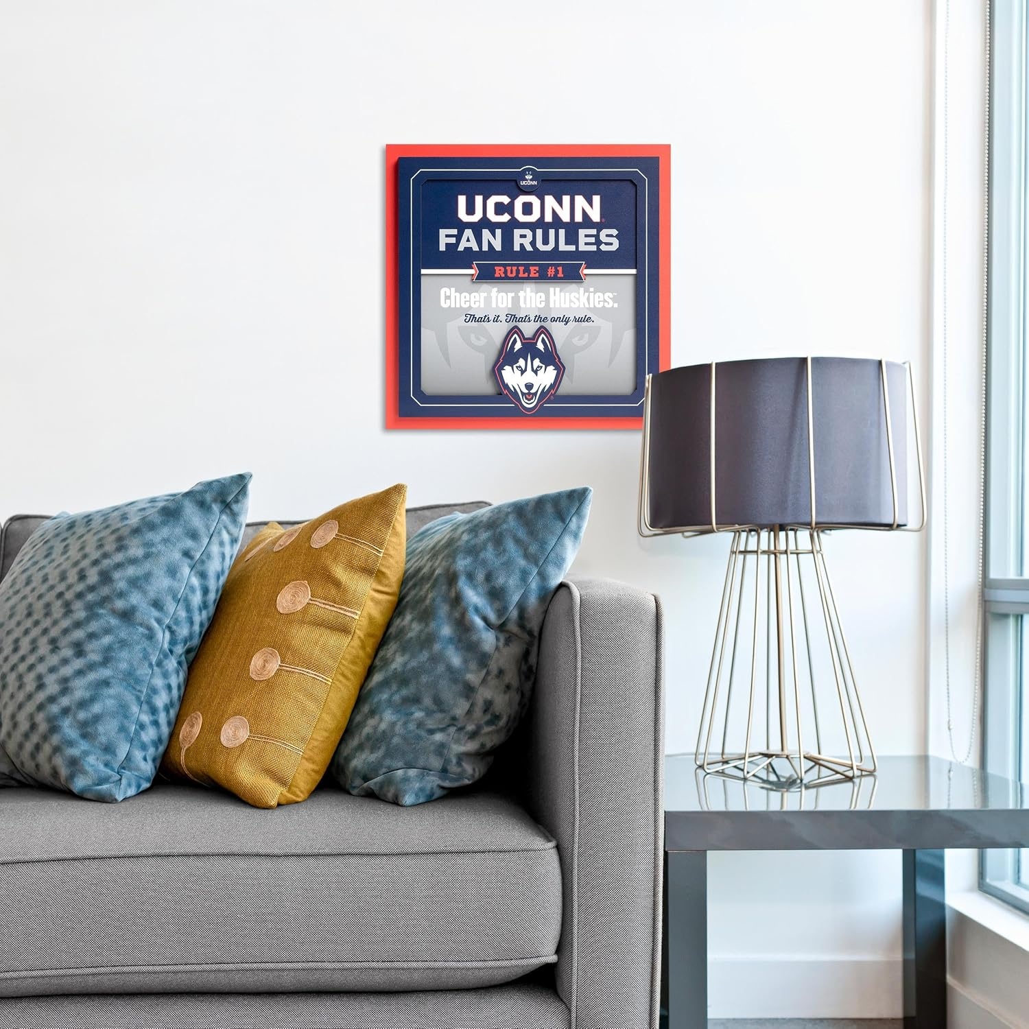 image:imageYouTheFan NCAA Connecticut Huskies Fan Rules Wall Art multiple layers humorous team artwork sports fan motto showcases funny rules indoor dcor