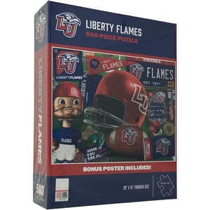 image:imageYouTheFan NCAA Liberty Flames Retro Series 500pc Puzzle with Bonus Poster Team Colors 15 x 20