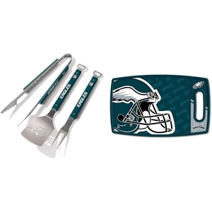 image:imageYouTheFan NFL Philadelphia Eagles Spirit Series 3Piece BBQ Set Stainless Steel 22 x 9 amp NFL Philadelphia Eagles Logo Series Cutting Board
