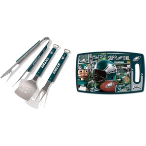 image:imageYouTheFan NFL Philadelphia Eagles Spirit Series 3Piece BBQ Set Stainless Steel 22 x 9 amp NFL Philadelphia Eagles Retro Series Cutting Board