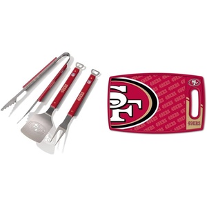 image:imageYouTheFan NFL San Francisco 49ers Spirit Series 3Piece BBQ Set Stainless Steel 22 x 9 amp NFL San Francisco 49ers Logo Series Cutting Board