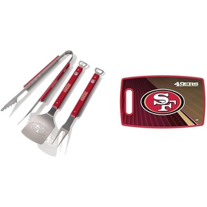 image:imageYouTheFan NFL San Francisco 49ers Spirit Series 3Piece BBQ Set Stainless Steel 22 x 9 amp Sports Vault NFL San Francisco 49ers Large Cutting Board 145 x 9