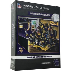 image:imageYouTheFan NFL Minnesota Vikings Purebred Fans A Real Nailbiter 500pc Puzzle amp Bonus Poster Team Colors 15 X 20