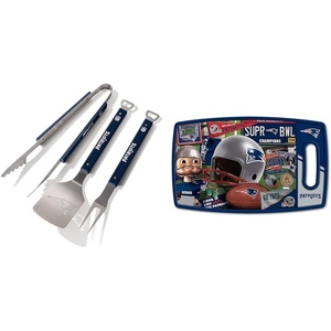image:imageYouTheFan NFL New England Patriots 3Piece 22 x 9 BBQ Set 145 x 9 Cutting Board