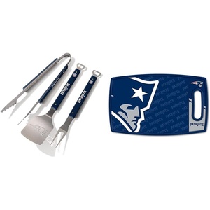 image:imageYouTheFan NFL New England Patriots 3Piece 22 x 9 BBQ Set Logo Cutting Board Bundle