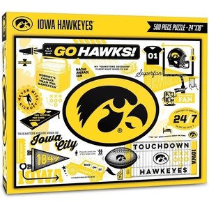 image:imageYouTheFan NCAA Michigan Wolverines Scrapbook Puzzle  500 Pieces 18 X 24 Size Original Artwork Humorous Illustrations Fun Design Officially LicensedIowa Hawkeyes