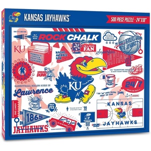 image:imageYouTheFan NCAA Michigan Wolverines Scrapbook Puzzle  500 Pieces 18 X 24 Size Original Artwork Humorous Illustrations Fun Design Officially LicensedKansas Jayhawks