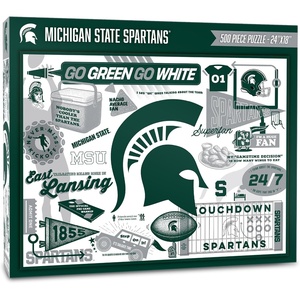 image:imageYouTheFan NCAA Michigan Wolverines Scrapbook Puzzle  500 Pieces 18 X 24 Size Original Artwork Humorous Illustrations Fun Design Officially LicensedMichigan State Spartans