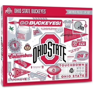 image:imageYouTheFan NCAA Michigan Wolverines Scrapbook Puzzle  500 Pieces 18 X 24 Size Original Artwork Humorous Illustrations Fun Design Officially LicensedOhio State Buckeyes