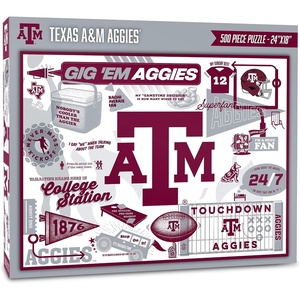 image:imageYouTheFan NCAA Michigan Wolverines Scrapbook Puzzle  500 Pieces 18 X 24 Size Original Artwork Humorous Illustrations Fun Design Officially LicensedTexas Am Aggies