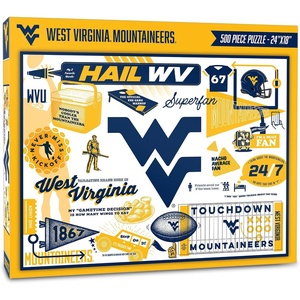 image:imageYouTheFan NCAA Michigan Wolverines Scrapbook Puzzle  500 Pieces 18 X 24 Size Original Artwork Humorous Illustrations Fun Design Officially LicensedWest Virginia Mountaineers