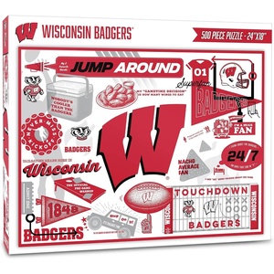 image:imageYouTheFan NCAA Michigan Wolverines Scrapbook Puzzle  500 Pieces 18 X 24 Size Original Artwork Humorous Illustrations Fun Design Officially LicensedWisconsin Badgers