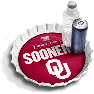 image:imageYouTheFan OfficiallyLicensed NCAA Bottlecap Serving Tray  13 x 13  Bottle Cap Shaped Tray  100 Melamine Dishwasher Safe BPA Free  Great Fan GiftOklahoma Sooners