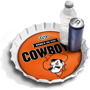 image:imageYouTheFan OfficiallyLicensed NCAA Bottlecap Serving Tray  13 x 13  Bottle Cap Shaped Tray  100 Melamine Dishwasher Safe BPA Free  Great Fan GiftOklahoma State Cowboys