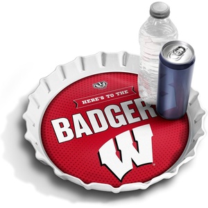image:imageYouTheFan OfficiallyLicensed NCAA Bottlecap Serving Tray  13 x 13  Bottle Cap Shaped Tray  100 Melamine Dishwasher Safe BPA Free  Great Fan GiftWisconsin Badgers